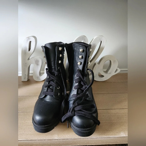 No Boundaries Black Studded Chunky Platform Womens Boots Size 10 - Picture 2 of 11